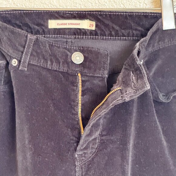 Levi's 724 Classic Straight Corduroy Jeans Size 29 Black Pants Mid Rise - Picture 6 of 9